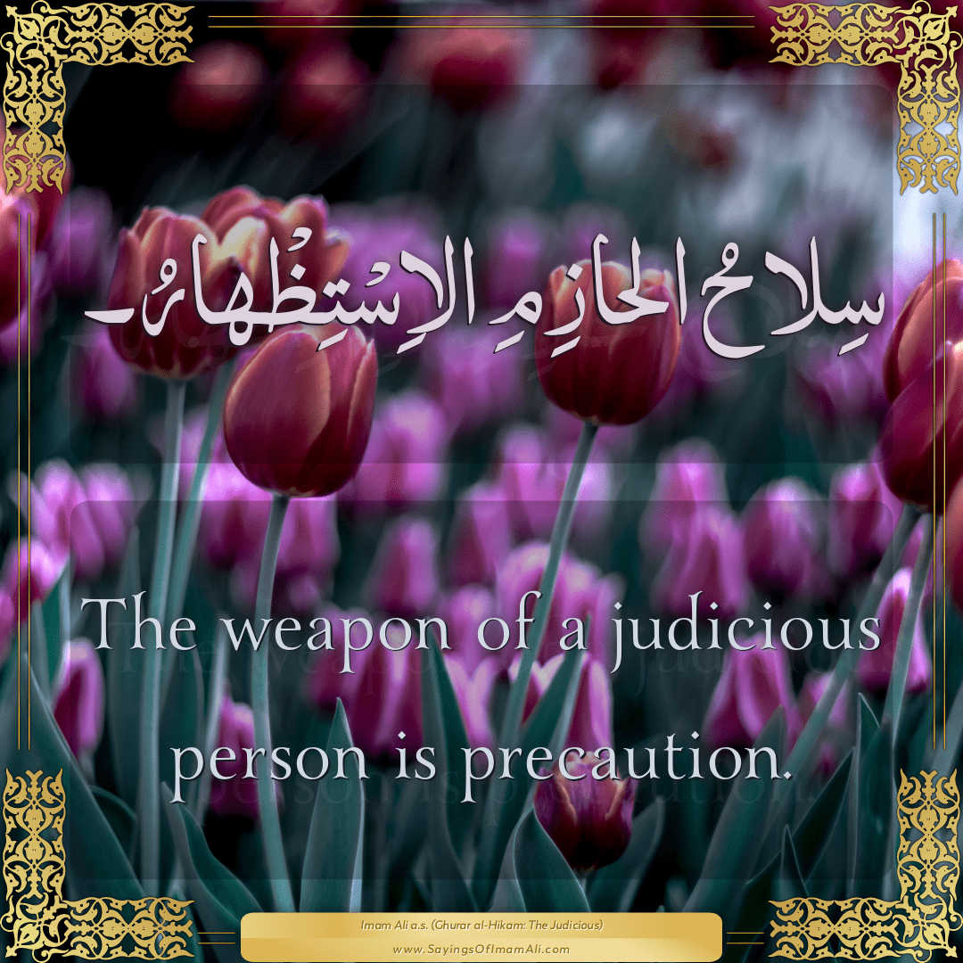 The weapon of a judicious person is precaution.
